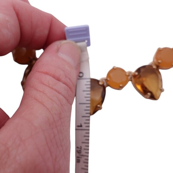 Ann Taylor Layered Rhinestones Pendant Necklace Gold Tone Yellow Multistrand - Picture 6 of 7